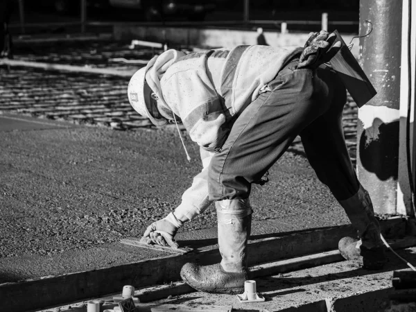 The workers in the construction site